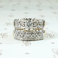 Ornate NOS Two Tone Diamond Wedding Set