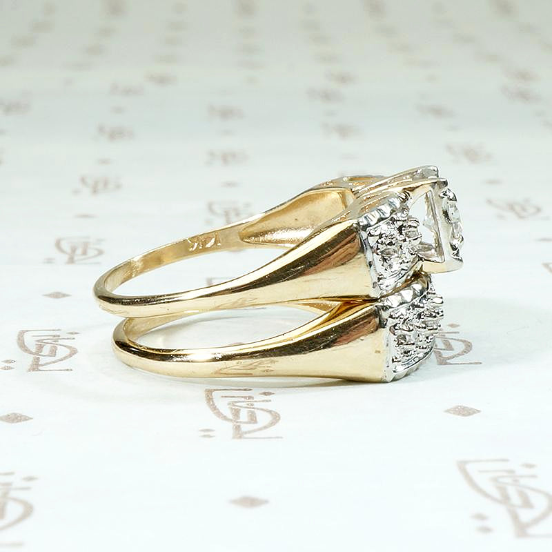 Ornate NOS Two Tone Diamond Wedding Set