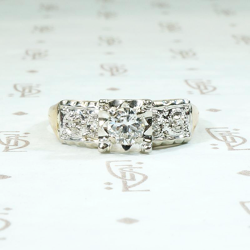 Ornate NOS Two Tone Diamond Wedding Set
