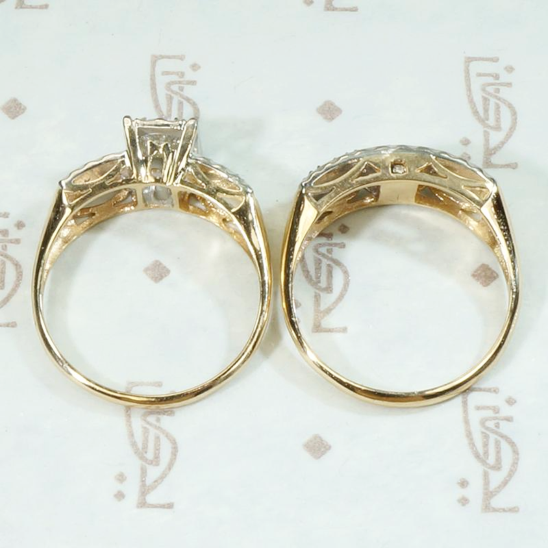 Ornate NOS Two Tone Diamond Wedding Set