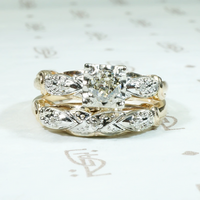 NOS Two-Tone Old Euro Diamond Wedding Set