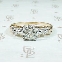 NOS Two-Tone Old Euro Diamond Wedding Set