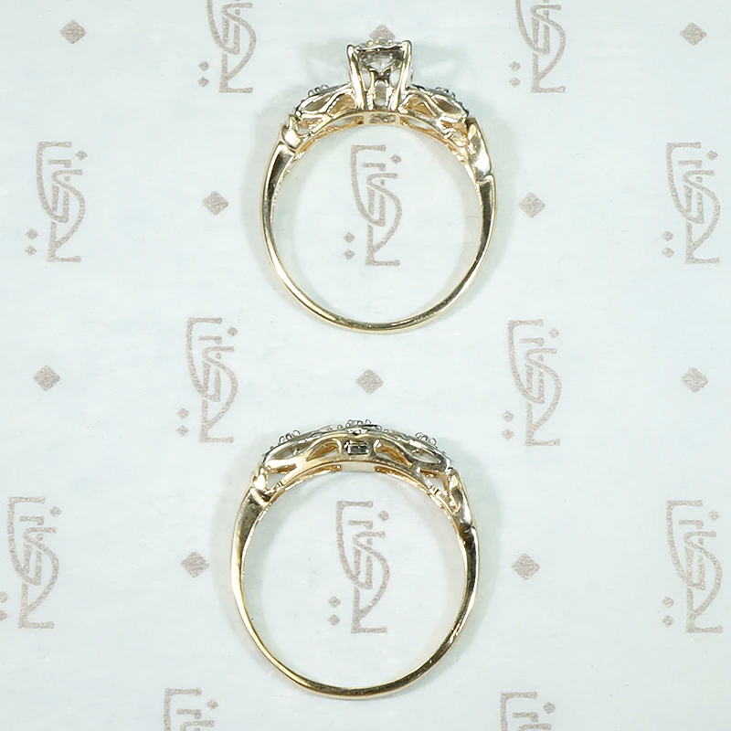 NOS Two-Tone Old Euro Diamond Wedding Set