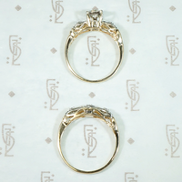NOS Two-Tone Old Euro Diamond Wedding Set