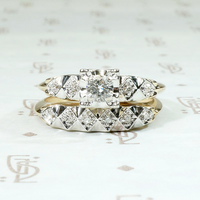 Decorative Two Tone Diamond NOS Wedding Set