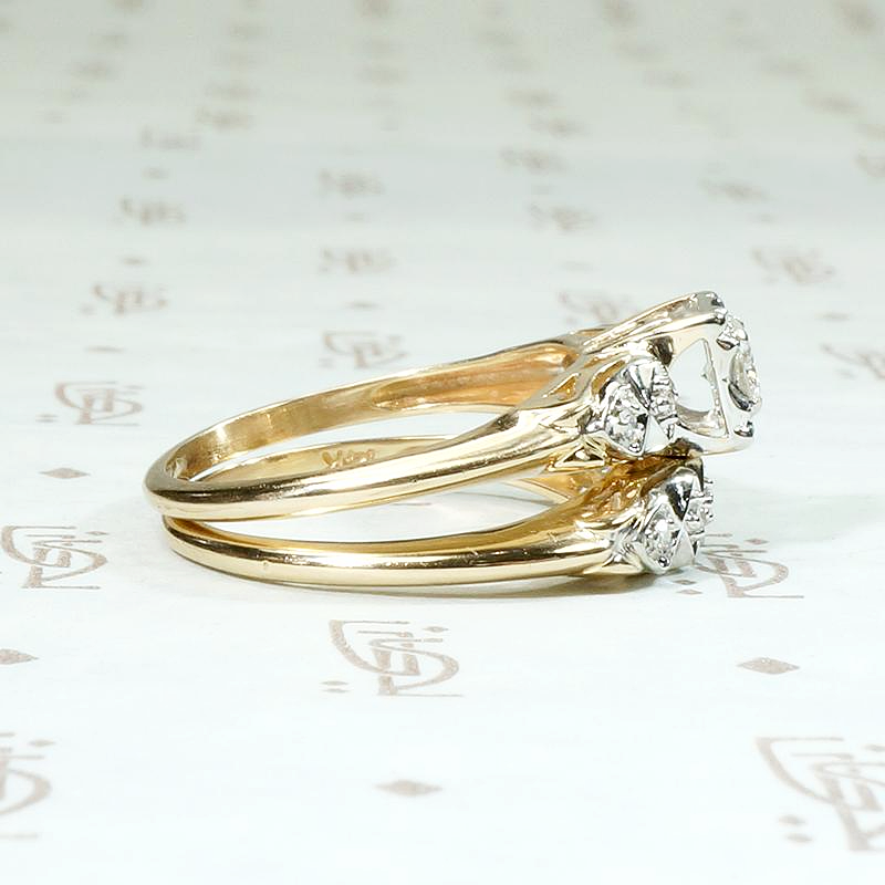 Decorative Two Tone Diamond NOS Wedding Set
