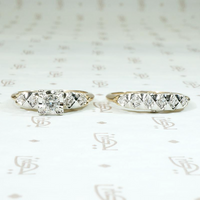 Decorative Two Tone Diamond NOS Wedding Set