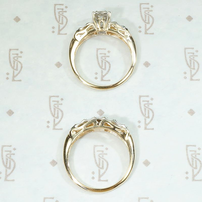 Decorative Two Tone Diamond NOS Wedding Set
