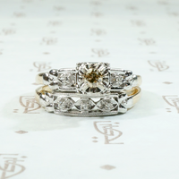 NOS Wedding Set with Champagne Diamond & Forget Me Nots