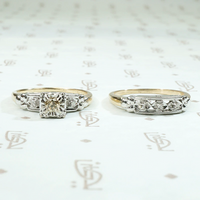 NOS Wedding Set with Champagne Diamond & Forget Me Nots