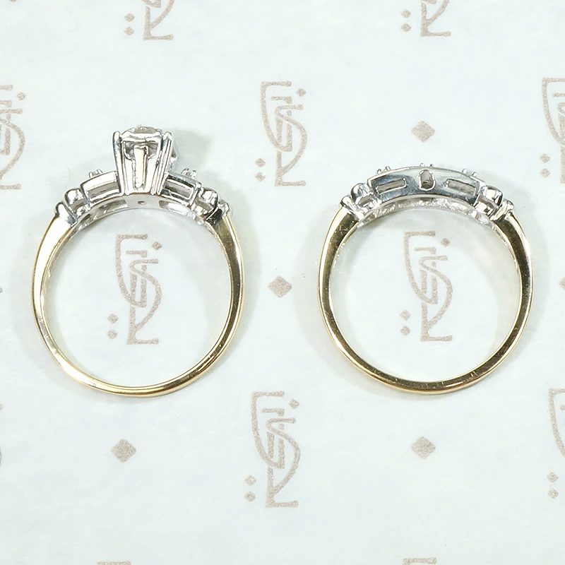 NOS Wedding Set with Champagne Diamond & Forget Me Nots