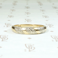 Two Tone Gold Band with Forget Me Not Stripes