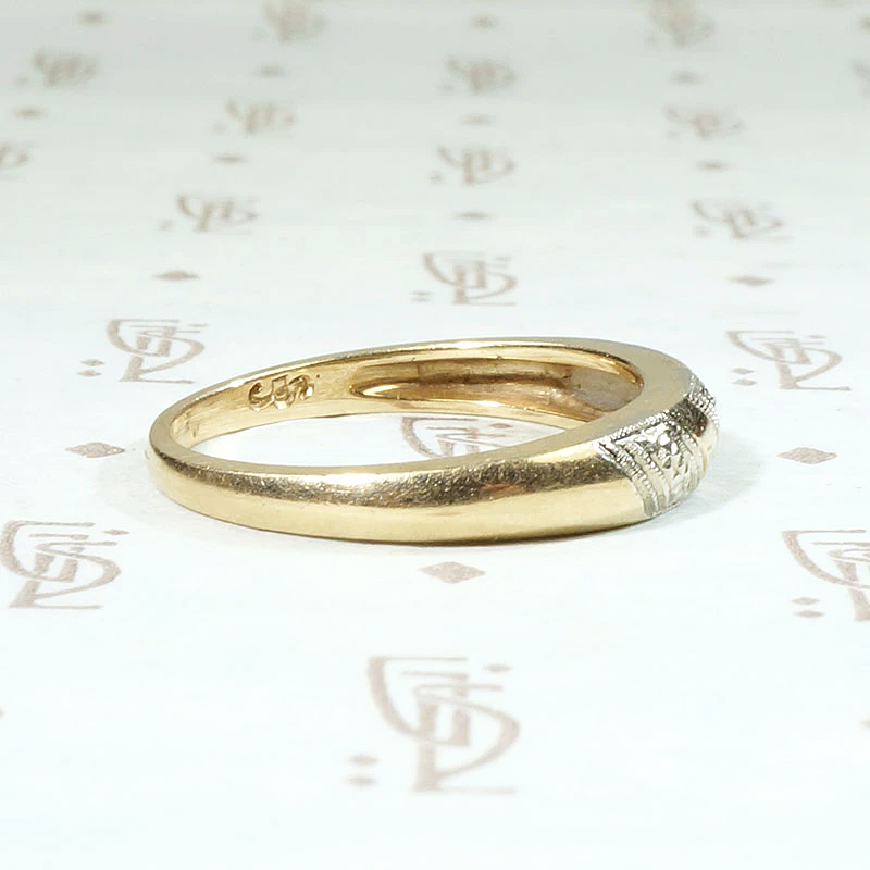 Two Tone Gold Band with Forget Me Not Stripes