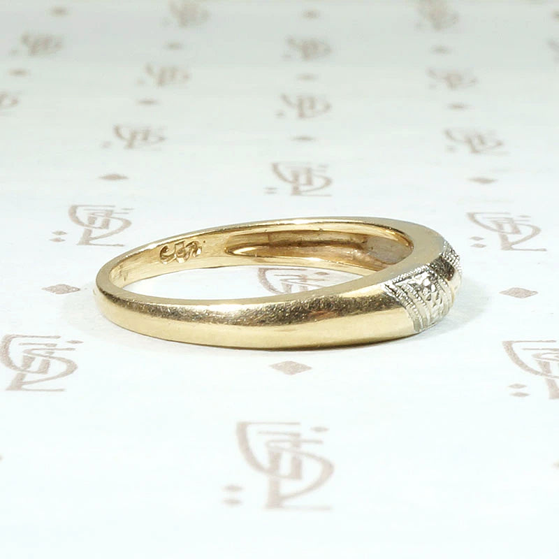 Two Tone Gold Band with Forget Me Not Stripes