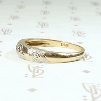 Two Tone Gold Band with Forget Me Not Stripes