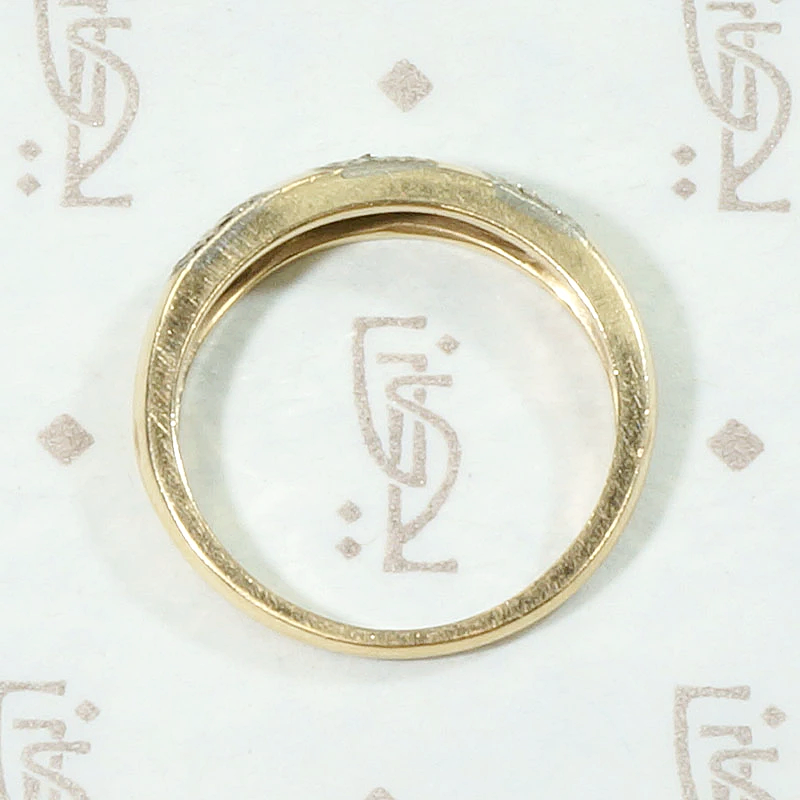 Two Tone Gold Band with Forget Me Not Stripes