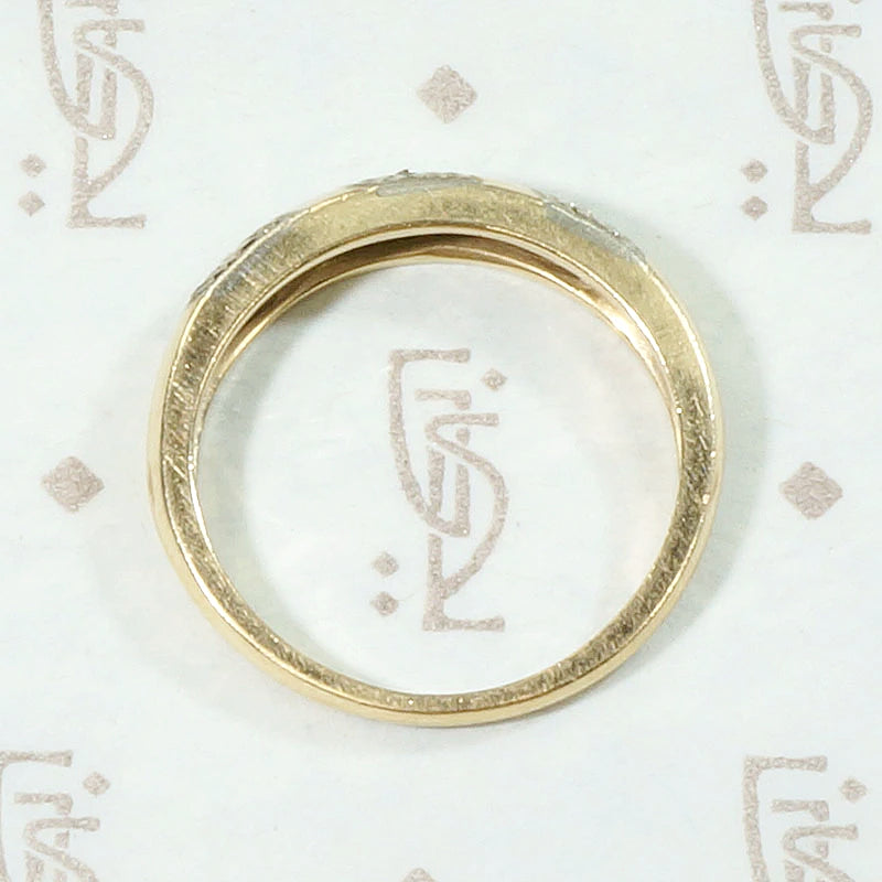 Two Tone Gold Band with Forget Me Not Stripes