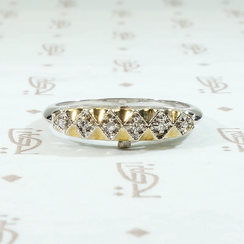 NOS Two Tone Gold & Diamond Wedding Band
