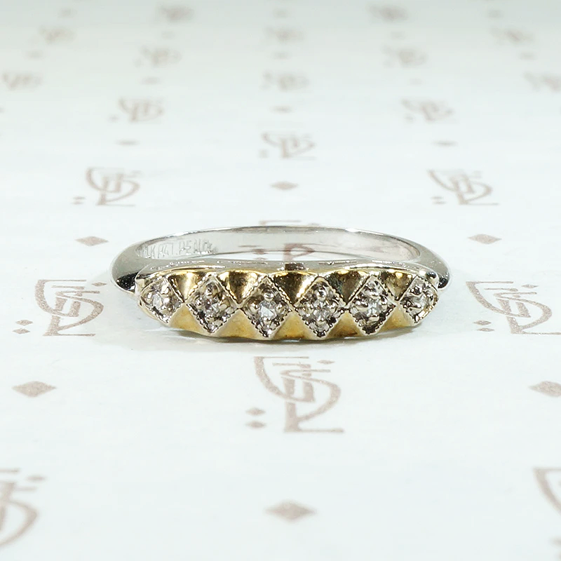 NOS Two Tone Gold & Diamond Wedding Band