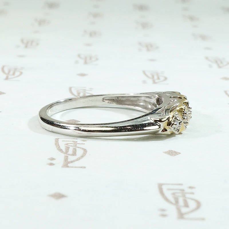 NOS Two Tone Gold & Diamond Wedding Band