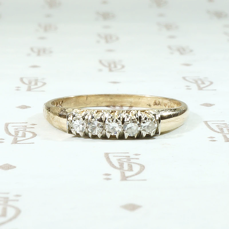 Tapered Five Diamond Wedding Band