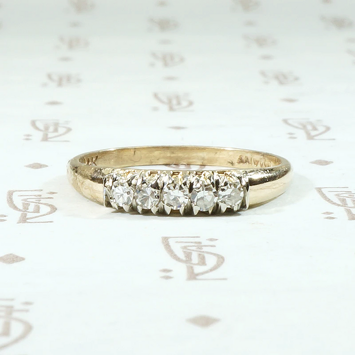 Tapered Five Diamond Wedding Band