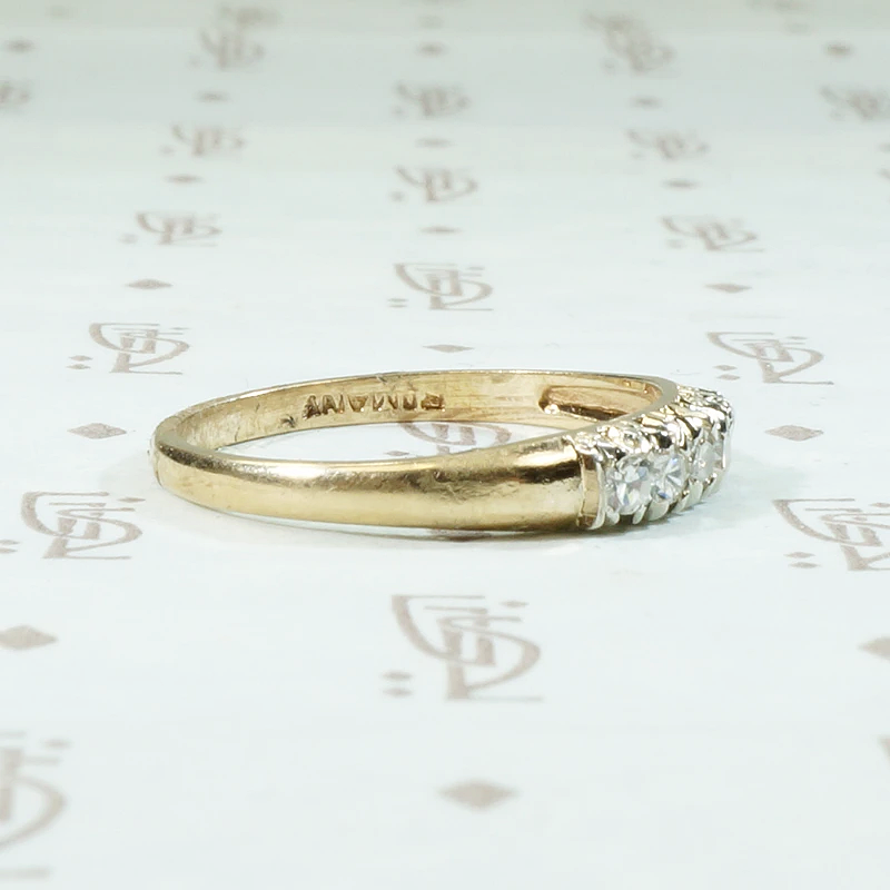 Tapered Five Diamond Vintage Wedding Band