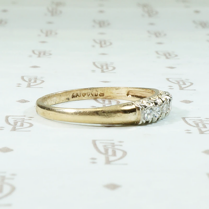 Tapered Five Diamond Vintage Wedding Band
