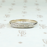 Two Tone Diamond Band with Forget Me Nots
