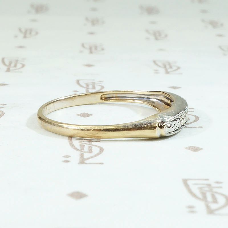 Two Tone Diamond Band with Forget Me Nots