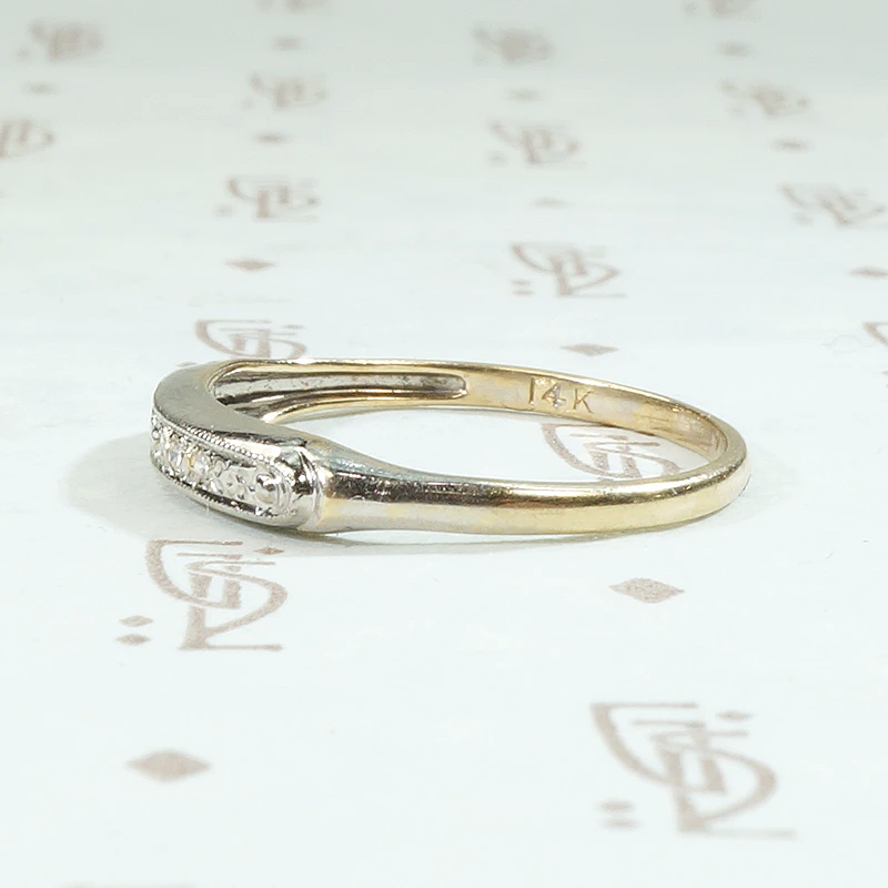 Two Tone Diamond Band with Forget Me Nots
