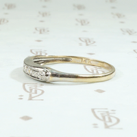 Two Tone Diamond Band with Forget Me Nots