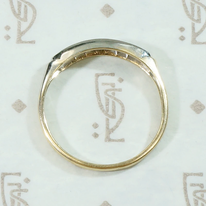 Two Tone Diamond Band with Forget Me Nots