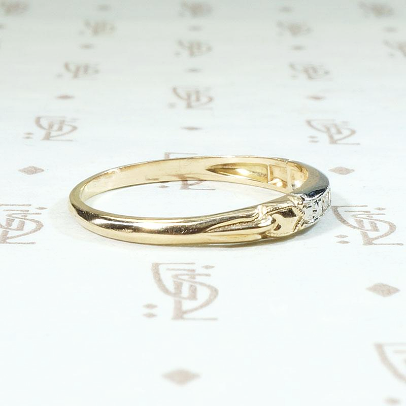 Forget Me Nots & Diamonds Two Tone Wedding Band