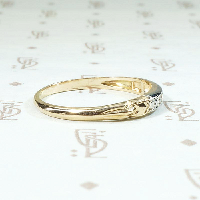 Forget Me Nots & Diamonds Two Tone Wedding Band