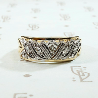 Fabulous Two Tone NOS Wide Retro Diamond Band