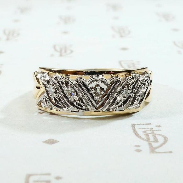 Fabulous Two Tone NOS Wide Retro Diamond Band