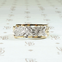Garland of Flowers Two Tone NOS Wide Diamond Band