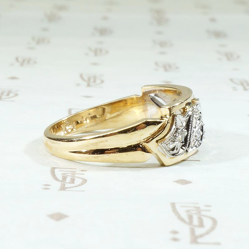 Garland of Flowers Two Tone NOS Wide Diamond Band