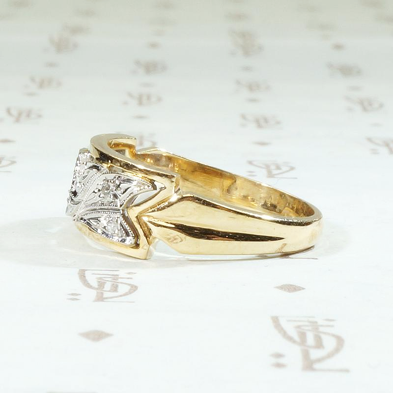 Garland of Flowers Two Tone NOS Wide Diamond Band