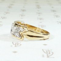 Garland of Flowers Two Tone NOS Wide Diamond Band