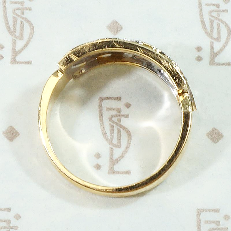 Garland of Flowers Two Tone NOS Wide Diamond Band