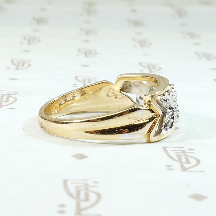 Romantic Roses Two Tone NOS Wide Diamond Band