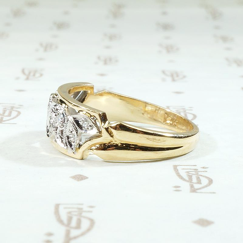 Romantic Roses Two Tone NOS Wide Diamond Band