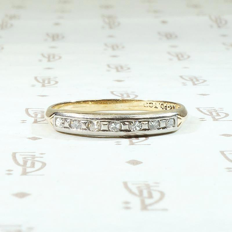 World War II Era Gold & Palladium Diamond Wedding Band