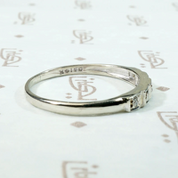 Stepped White Gold & Diamond Deco Wedding Band