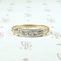Sweet Two Tone Diamond Band with Engraved Flowers