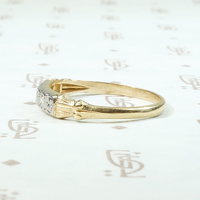 Sweet Two Tone Diamond Band with Engraved Flowers