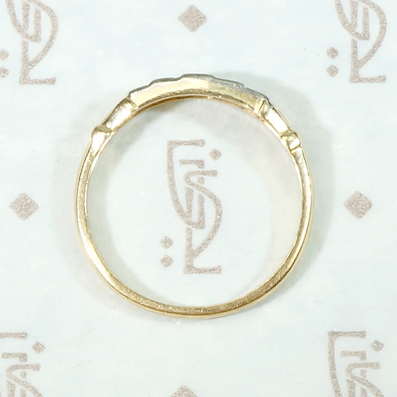 Sweet Two Tone Diamond Band with Engraved Flowers