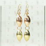Geometric Retro Earrings in Rose & Yellow Gold